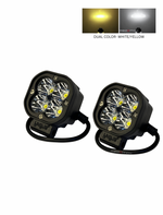 Two LED lights with dual color options on a white background