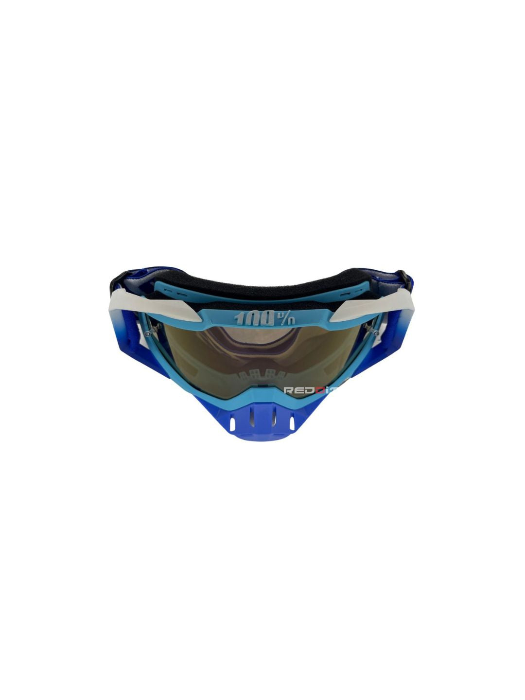 Goggles with nose protection for motocross helmets in blue color, designed to provide clear vision, shield from debris, and offer added safety and style during off-road riding.