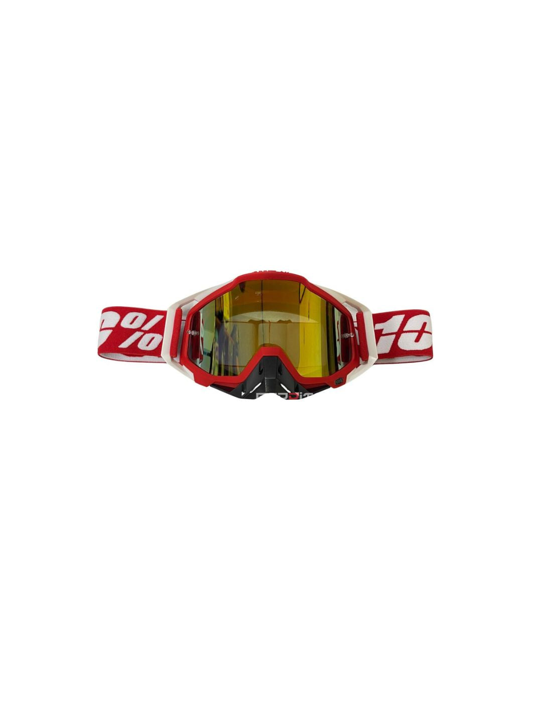 Goggles with nose protection for motocross helmets in red/white color, designed to provide clear vision, shield from debris, and offer added safety and style during off-road riding.