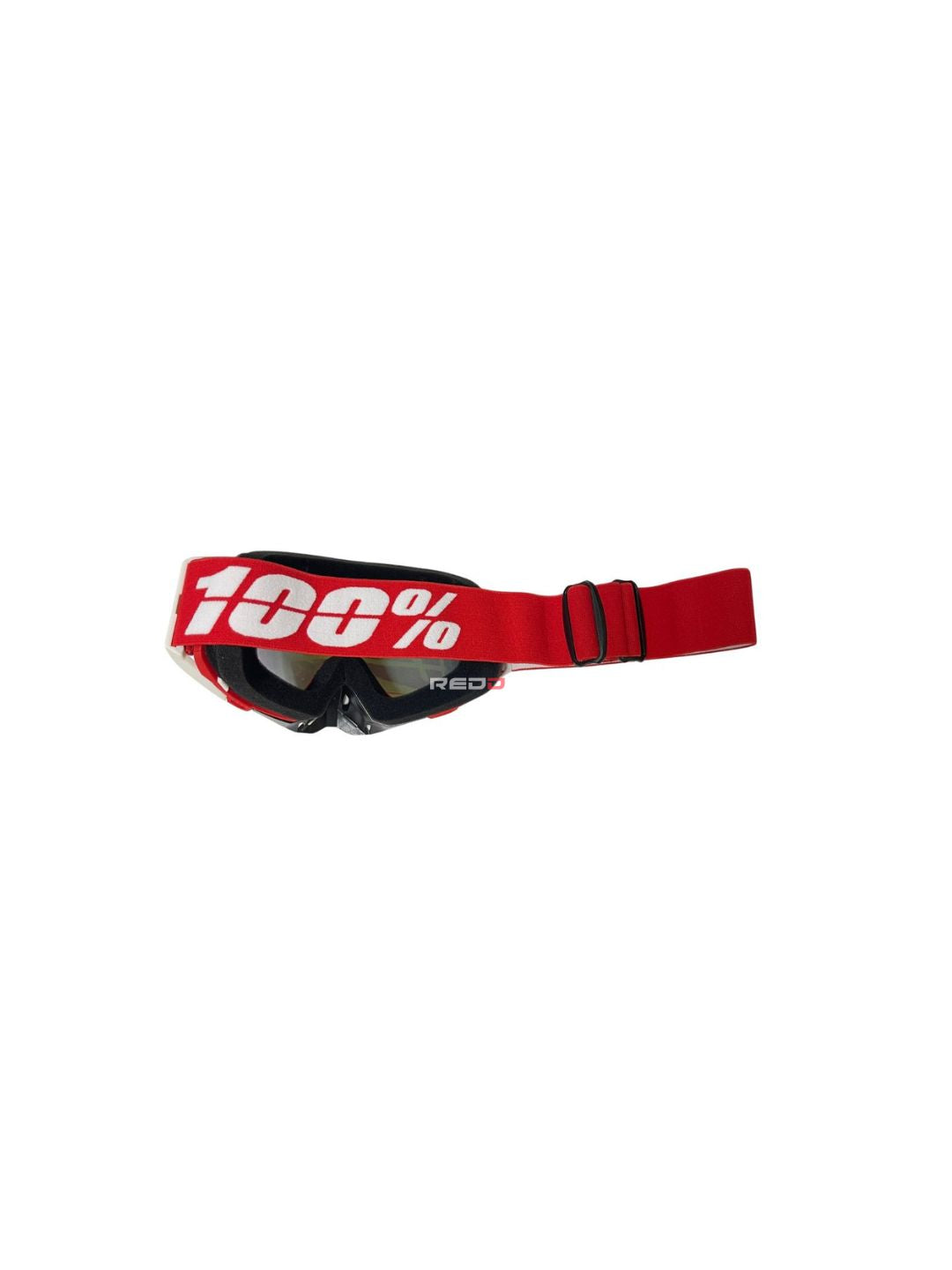 Goggles with nose protection for motocross helmets in red/white color, designed to provide clear vision, shield from debris, and offer added safety and style during off-road riding.