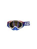 Goggles with nose protection for motocross helmets in blue/white color, designed to provide clear vision, shield from debris, and offer added safety and style during off-road riding.
