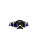 Goggles with nose protection for motocross helmets in black/blue color, designed to provide clear vision, shield from debris, and offer added safety and style during off-road riding.