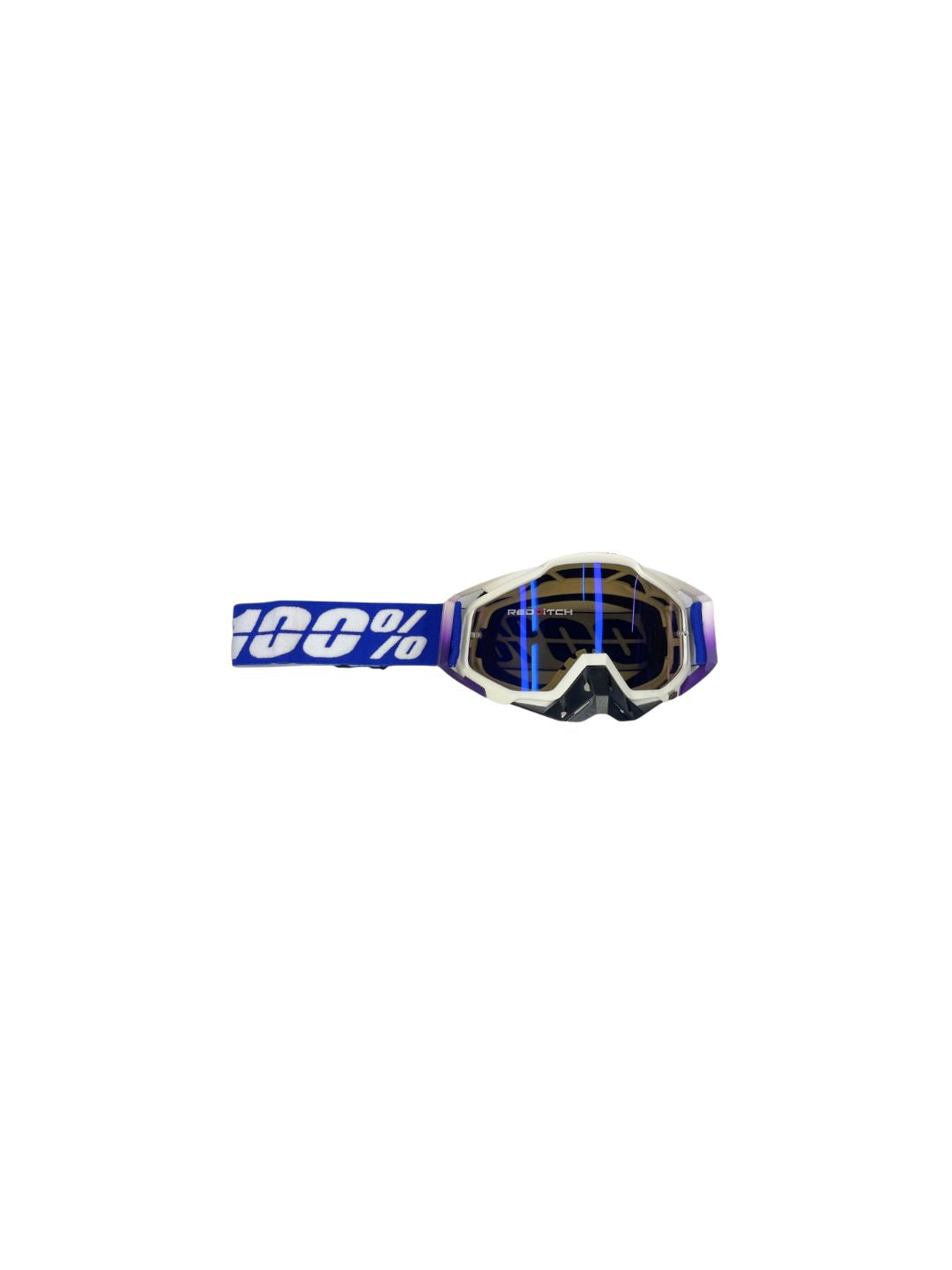 Goggles with nose protection for motocross helmets in black/blue color, designed to provide clear vision, shield from debris, and offer added safety and style during off-road riding.
