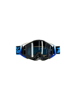 Goggles with nose protection for motocross helmets in black/blue color, designed to provide clear vision, shield from debris, and offer added safety and style during off-road riding.