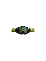 Goggles with nose protection for motocross helmets in yellow/black color, designed to provide clear vision, shield from debris, and offer added safety and style during off-road riding.
