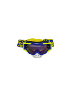 Goggles with nose protection for motocross helmets in yellow/blue color, designed to provide clear vision, shield from debris, and offer added safety and style during off-road riding.