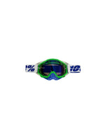 Goggles with nose protection for motocross helmets in white/blue color, designed to provide clear vision, shield from debris, and offer added safety and style during off-road riding.