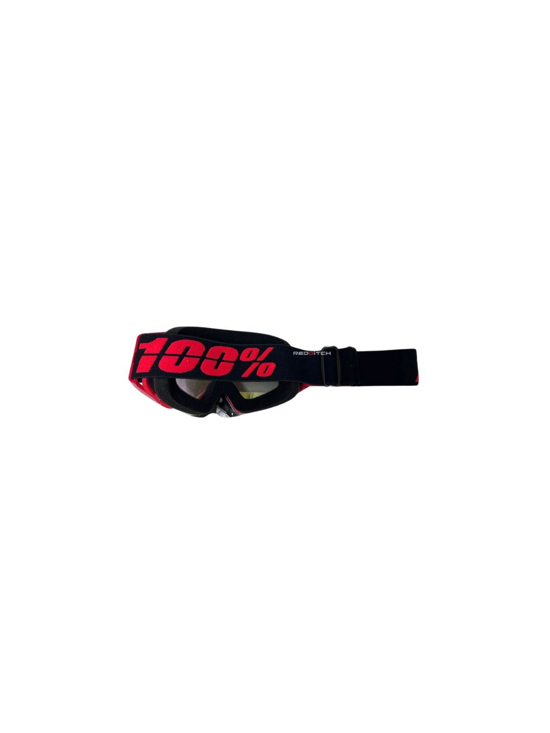 Goggles with nose protection for motocross helmets in red/black color, designed to provide clear vision, shield from debris, and offer added safety and style during off-road riding.