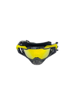 Goggles with nose protection for motocross helmets in yellow/black color, designed to provide clear vision, shield from debris, and offer added safety and style during off-road riding.