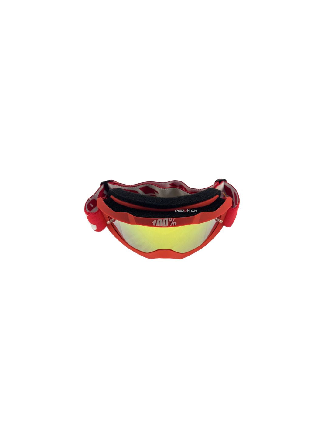Goggles with nose protection for motocross helmets in red/black color, designed to provide clear vision, shield from debris, and offer added safety and style during off-road riding.
