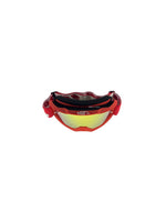 Goggles with nose protection for motocross helmets in red/black color, designed to provide clear vision, shield from debris, and offer added safety and style during off-road riding.
