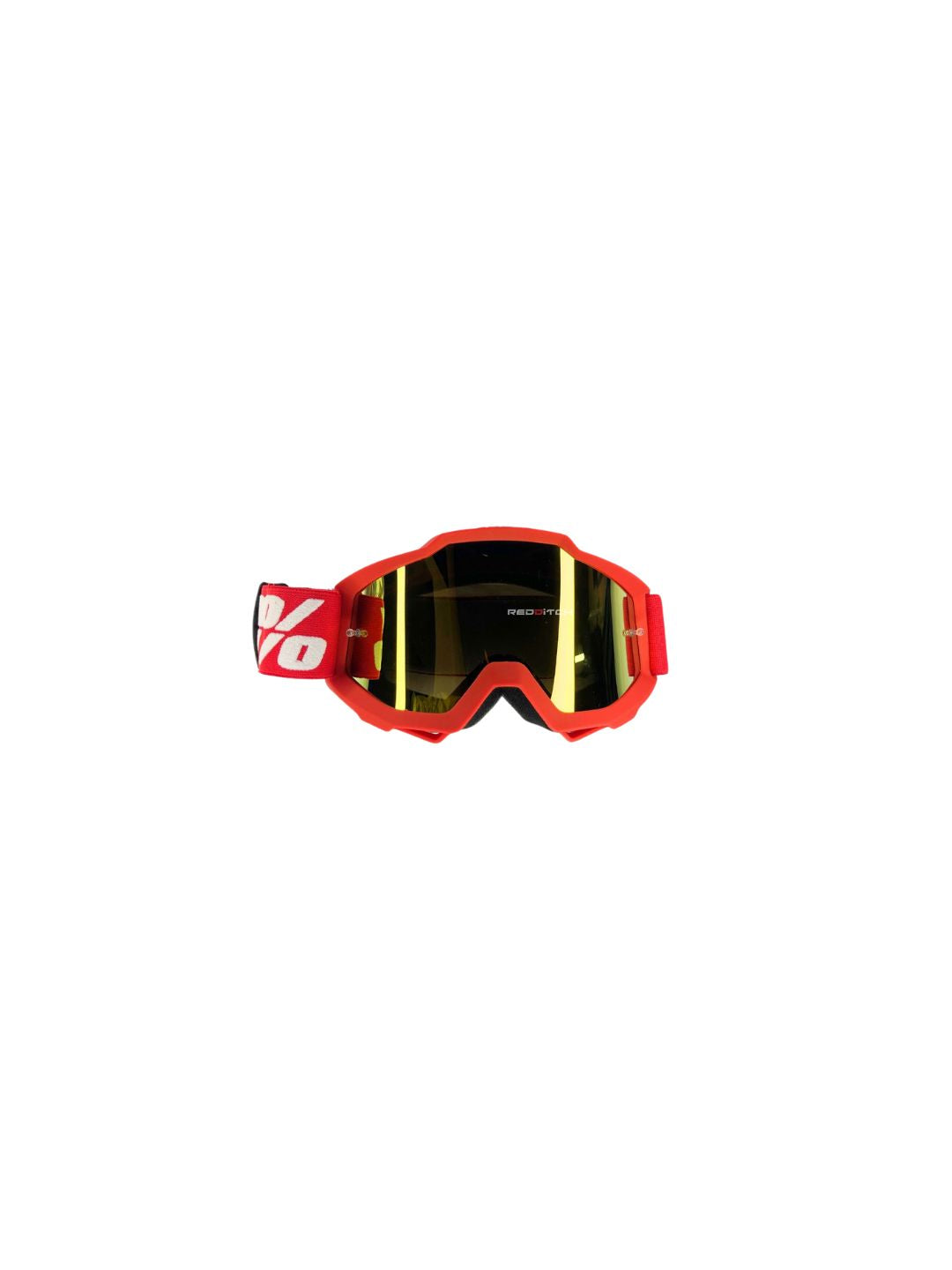 Goggles with nose protection for motocross helmets in red/black color, designed to provide clear vision, shield from debris, and offer added safety and style during off-road riding.