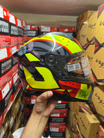 Vega Sonic DX Legend Black Neon Yellow Helmet offers a bold design with superior comfort and protection for riders.