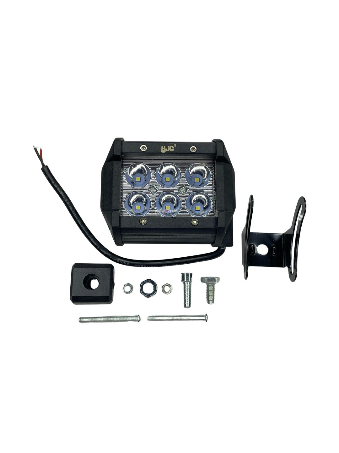 6 LED White Plain Fog Light by HJG, designed for motorcycles, offering bright white illumination for improved visibility and safety in foggy or low-light conditions.