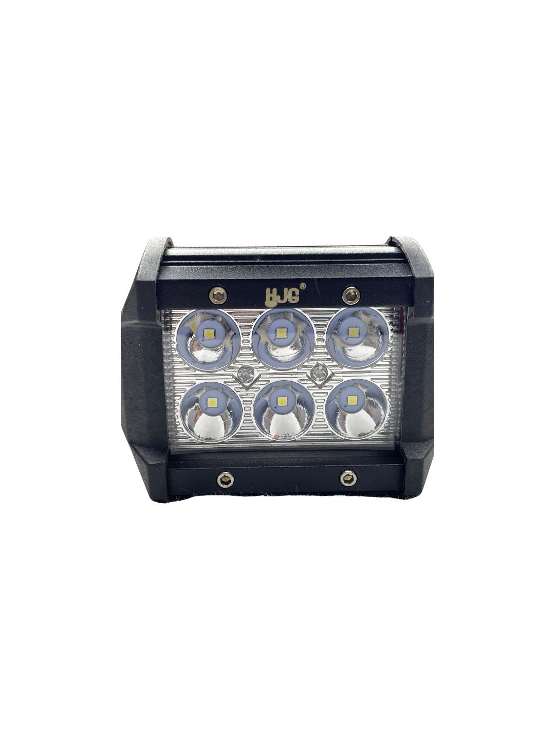 6 LED White Plain Fog Light by HJG, designed for motorcycles, offering bright white illumination for improved visibility and safety in foggy or low-light conditions.