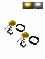 Mechanical parts and components on a white background with inset images of lights.