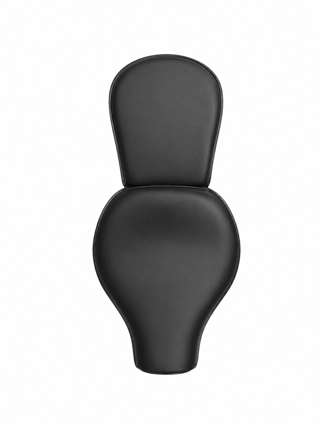 Black motorcycle seat with backrest on a white background