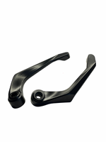 Black metal lever components on a white background