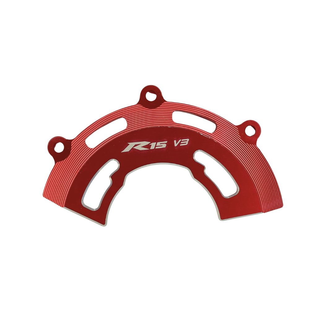 R15 V3 Engine Guard in red color, offering robust protection for the engine and lower body while adding a stylish touch to your motorcycle.