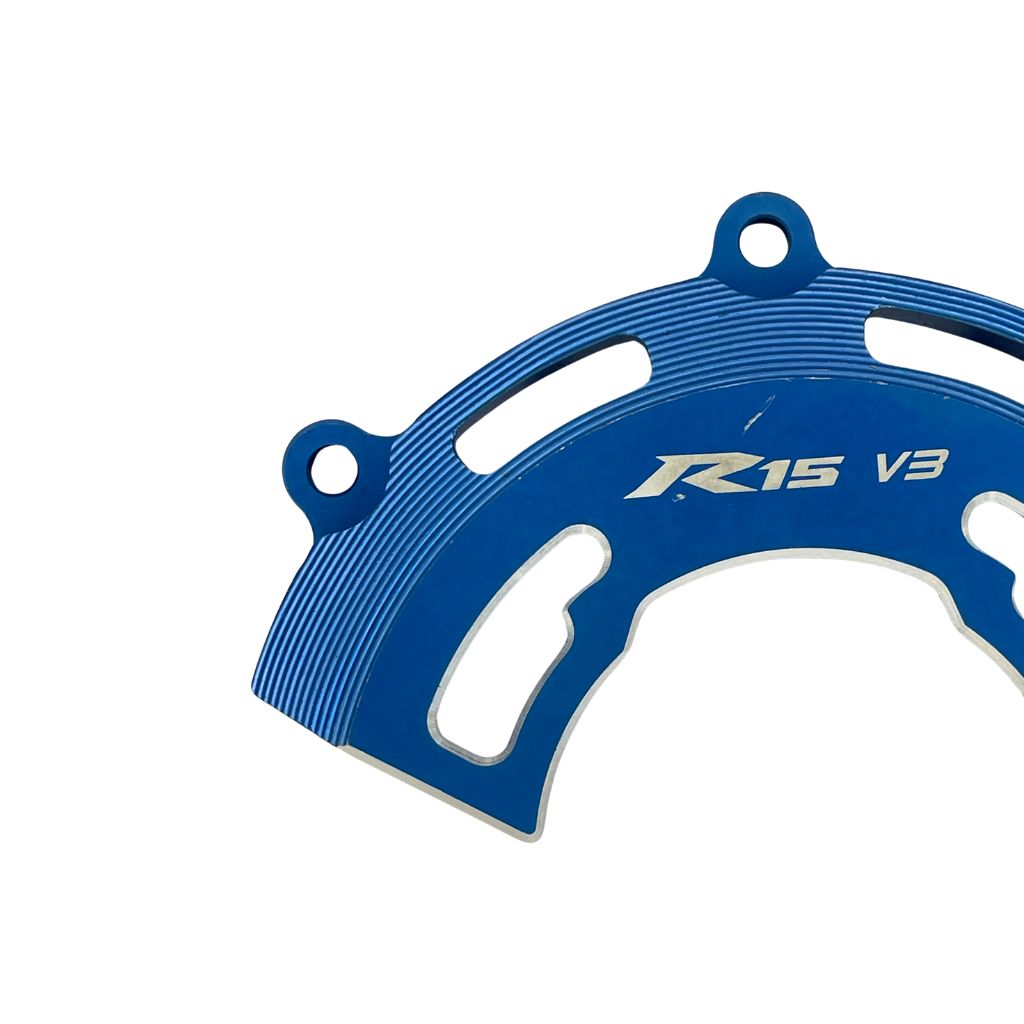 R15 V3 Engine Guard in blue color, offering robust protection for the engine and lower body while adding a stylish touch to your motorcycle.