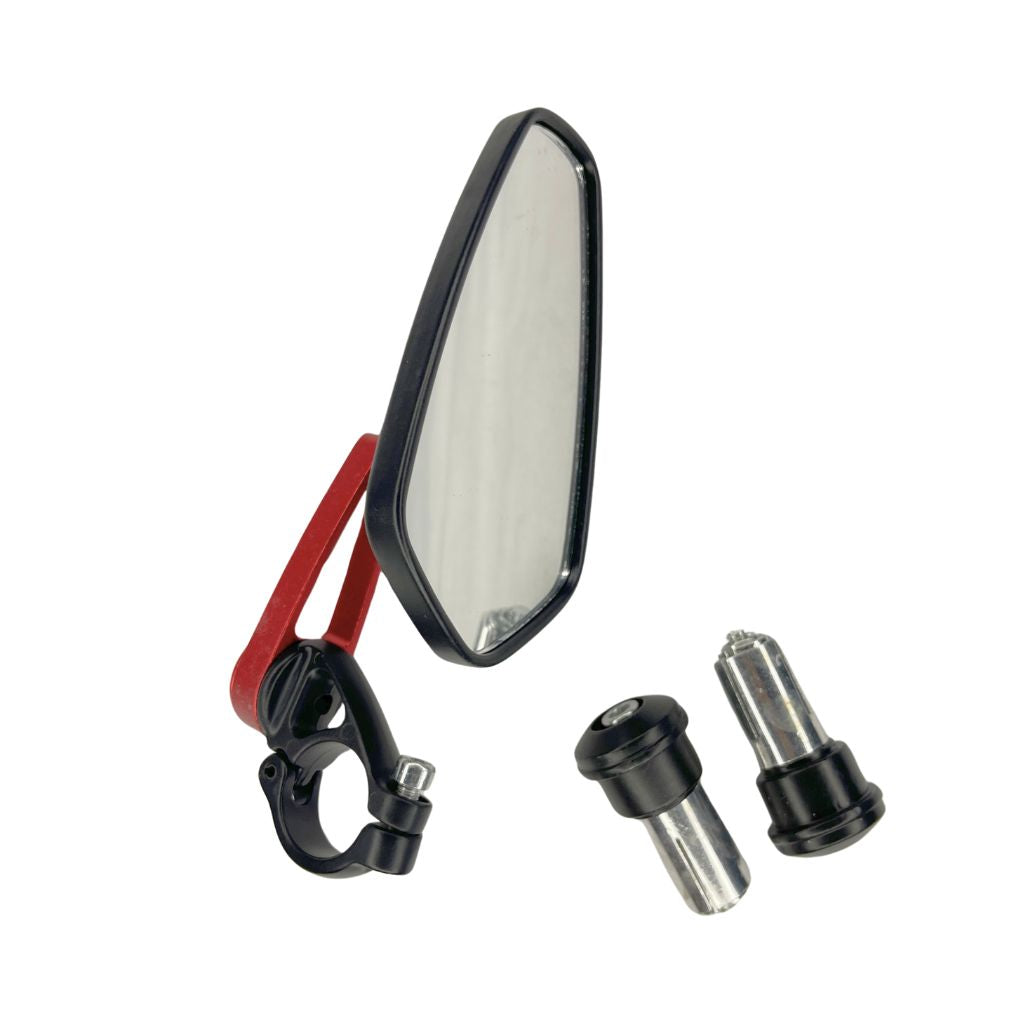 ADJUSTABLE GT MIRROR TRIANGLE BLACK with CNC COLOURED CLAMP