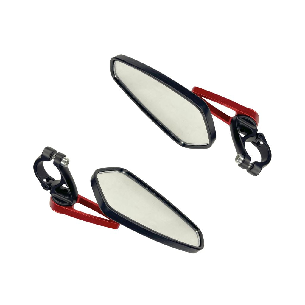 ADJUSTABLE GT MIRROR TRIANGLE BLACK with CNC COLOURED CLAMP