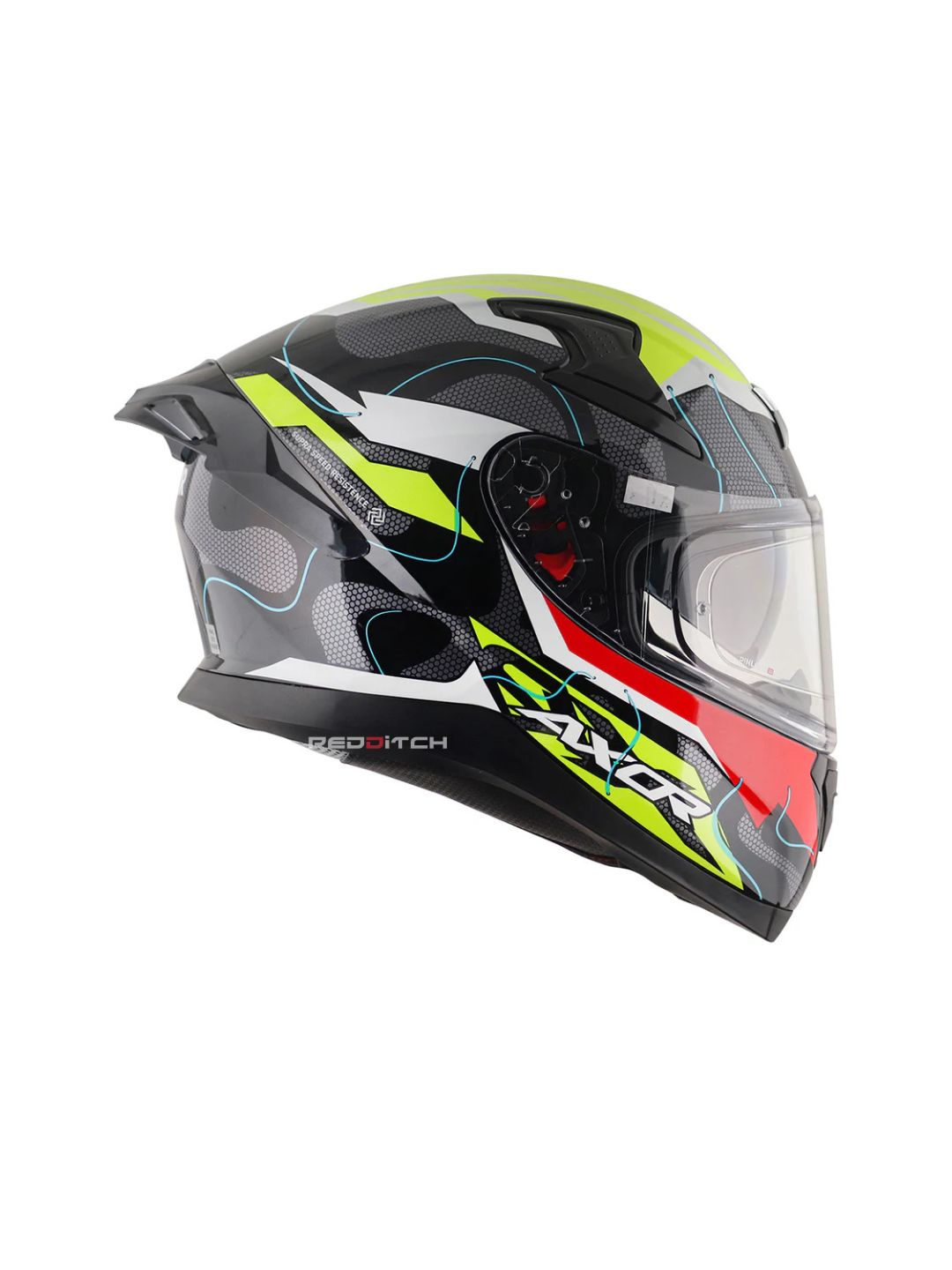 Axor Apex Dynamo, a cutting-edge motorcycle helmet featuring bold, dynamic graphics, advanced safety features, excellent ventilation, and a snug fit, ideal for riders seeking style and protection.