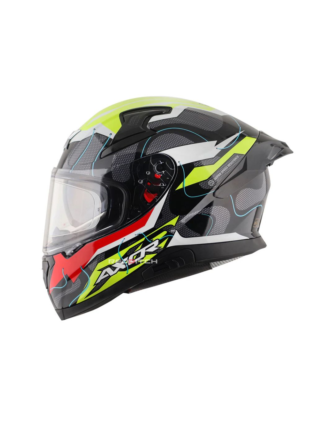 Axor Apex Dynamo, a cutting-edge motorcycle helmet featuring bold, dynamic graphics, advanced safety features, excellent ventilation, and a snug fit, ideal for riders seeking style and protection.