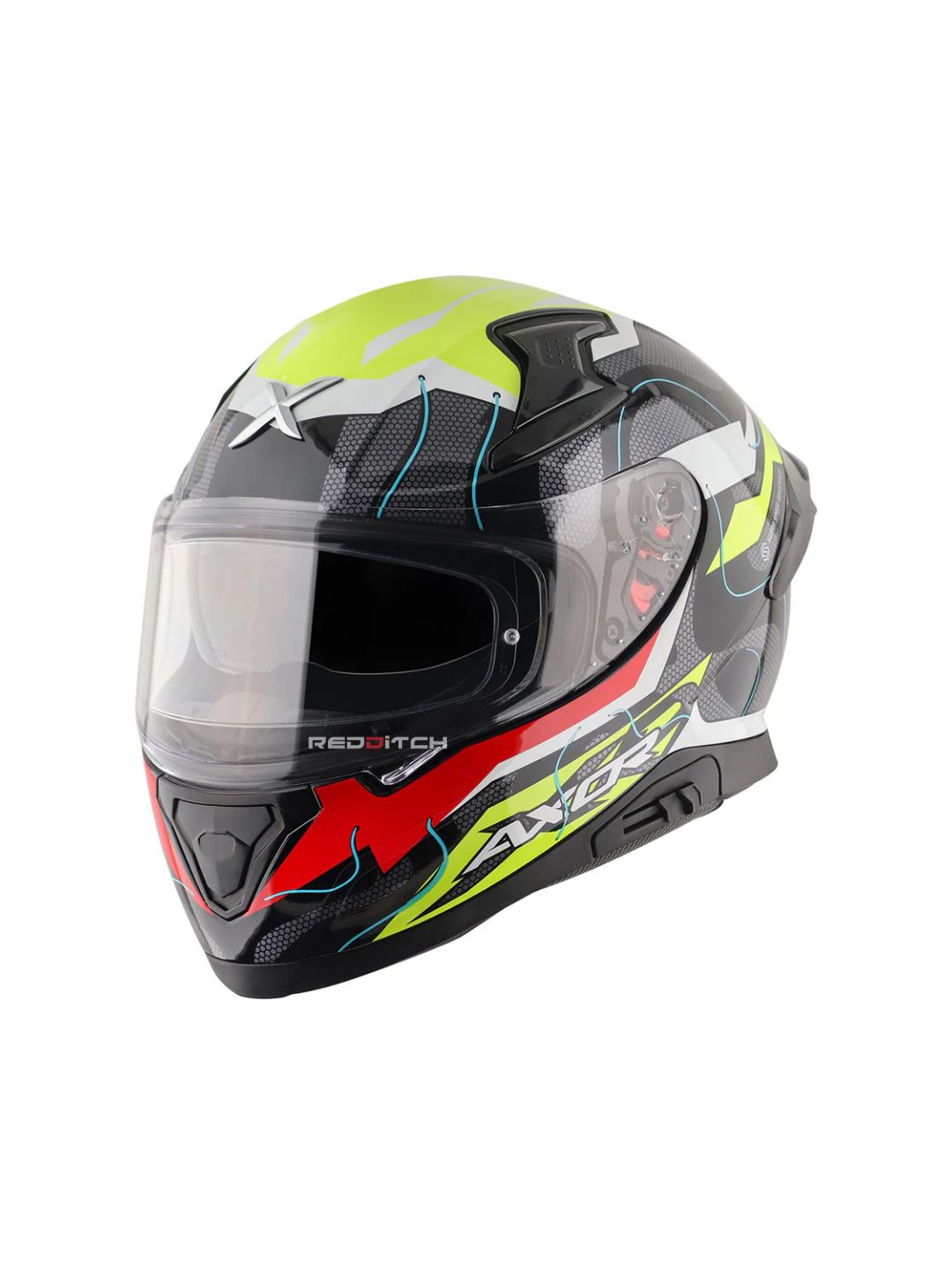 Axor Apex Dynamo, a cutting-edge motorcycle helmet featuring bold, dynamic graphics, advanced safety features, excellent ventilation, and a snug fit, ideal for riders seeking style and protection.