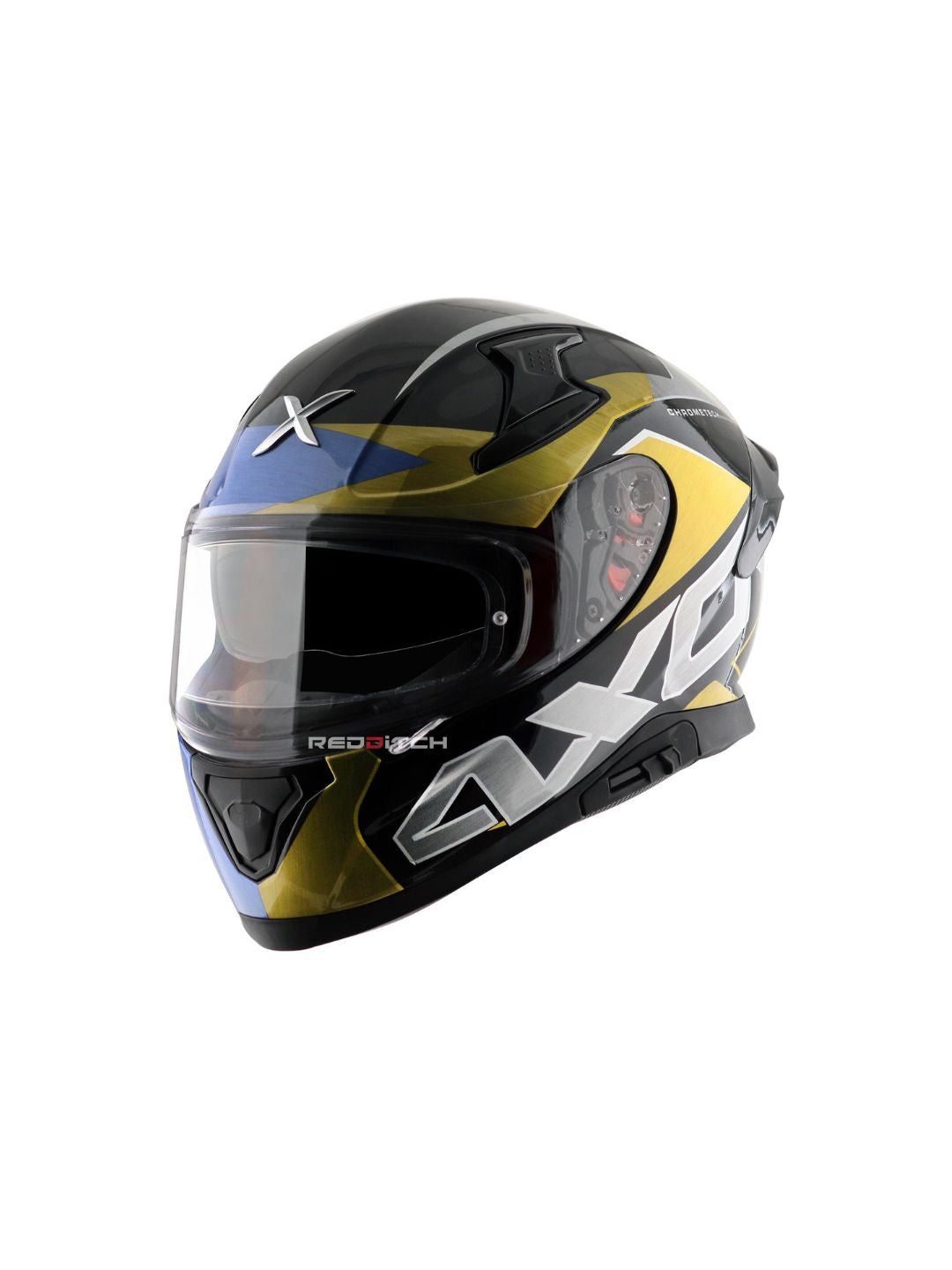 Axor Apex Chrometech Motorcycle Helmet with a striking chrome finish, advanced safety features, and aerodynamic design for enhanced protection and style
