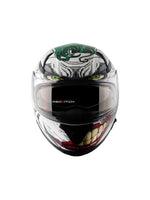 The Axor Apex DC Joker helmet features a bold design inspired by the iconic Joker character, providing both unique style and superior protection for riders.