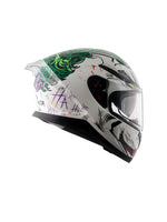 The Axor Apex DC Joker helmet features a bold design inspired by the iconic Joker character, providing both unique style and superior protection for riders.