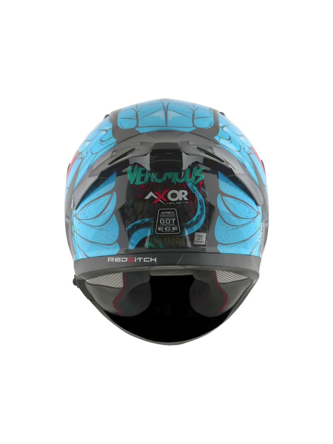 Axor Apex Venomous, a premium motorcycle helmet with a striking venom-inspired design, advanced safety features, and an aerodynamic build for optimal protection and style