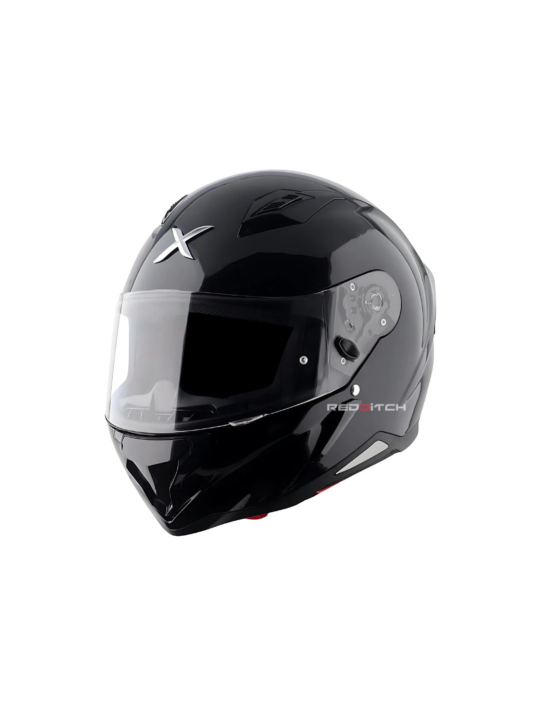 Axor Hunter Glossy Black Motorcycle Helmet with sleek finish, superior protection, and aerodynamic design, offering optimal safety and style for riders