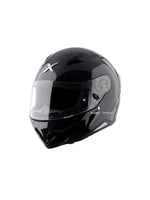 Axor Hunter Glossy Black Motorcycle Helmet with sleek finish, superior protection, and aerodynamic design, offering optimal safety and style for riders