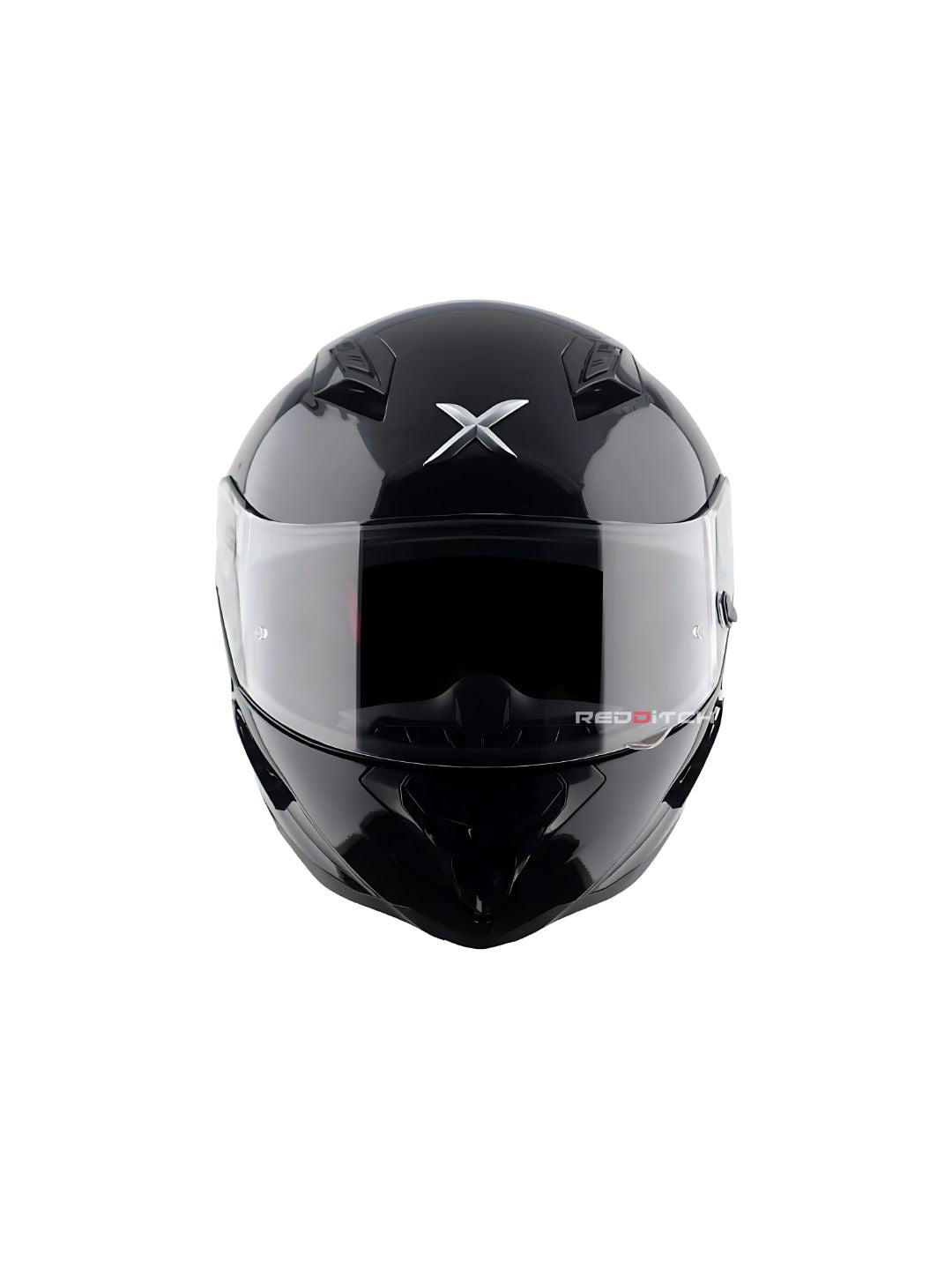 Axor Hunter Glossy Black Motorcycle Helmet with sleek finish, superior protection, and aerodynamic design, offering optimal safety and style for riders