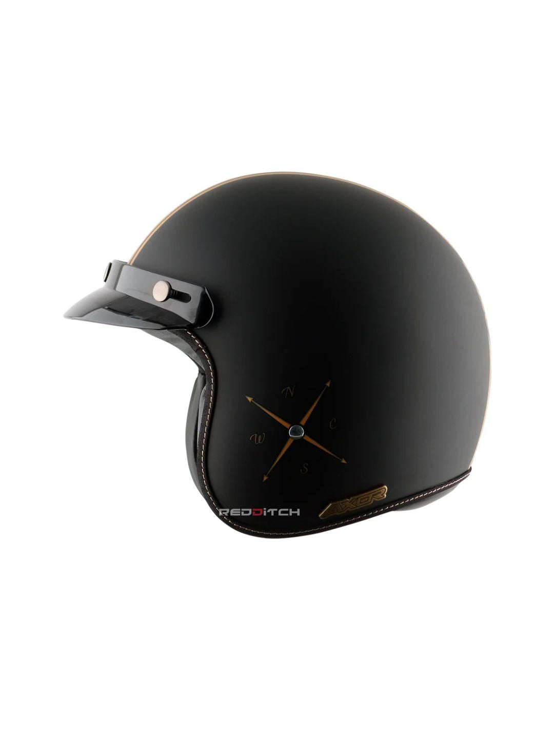 AXOR Retro Jet Open Face Helmet, a stylish and classic open-face helmet offering great comfort and protection, designed with a retro look for urban riders, featuring a lightweight build and excellent ventilation.