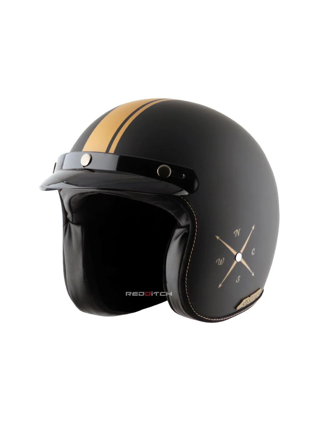 AXOR Retro Jet Open Face Helmet, a stylish and classic open-face helmet offering great comfort and protection, designed with a retro look for urban riders, featuring a lightweight build and excellent ventilation.