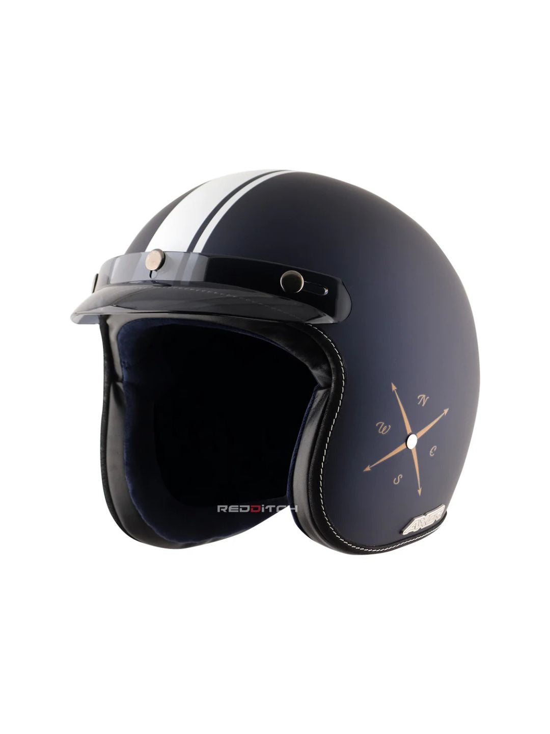 AXOR Retro Jet Open Face Helmet, a stylish and classic open-face helmet offering great comfort and protection, designed with a retro look for urban riders, featuring a lightweight build and excellent ventilation.
