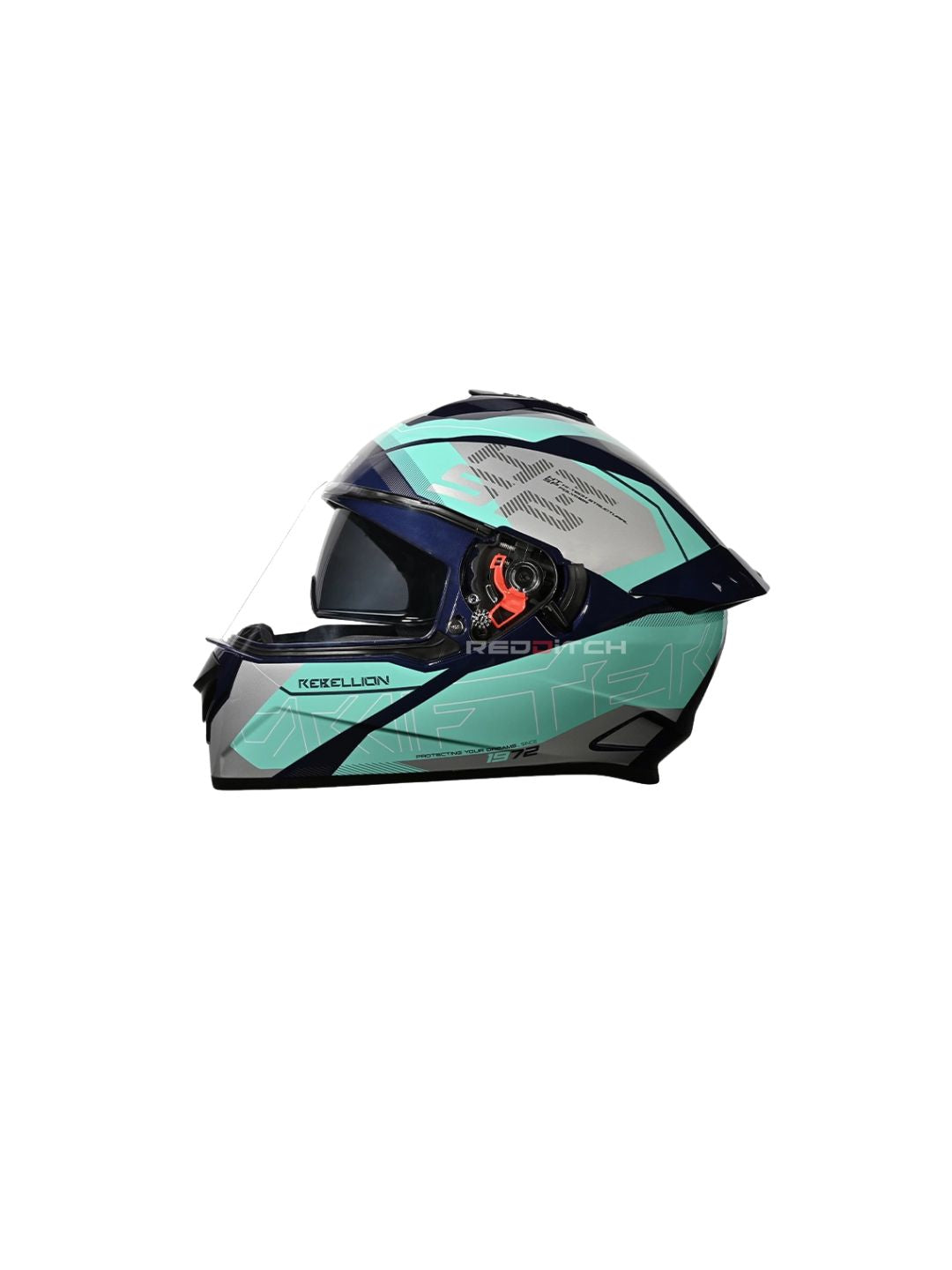 DRIFTER D6 REBELLION BLUE TURQUOISE N1 BLUE – Premium motorcycle helmet with a striking blue and turquoise design. Provides superior protection, comfort, and a secure fit for every ride. Available at the **best helmet shop in India**.