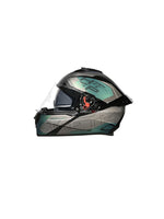 DRIFTER D6 REBELLION BLACK CHAMELEON N1 BLUE – High-quality motorcycle helmet with a unique black chameleon and blue design. Offers superior protection, comfort, and a secure fit for every ride. Available at the **best helmet shop in India**.