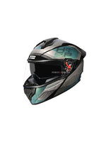 DRIFTER D6 REBELLION BLACK CHAMELEON N1 BLUE – High-quality motorcycle helmet with a unique black chameleon and blue design. Offers superior protection, comfort, and a secure fit for every ride. Available at the **best helmet shop in India**.
