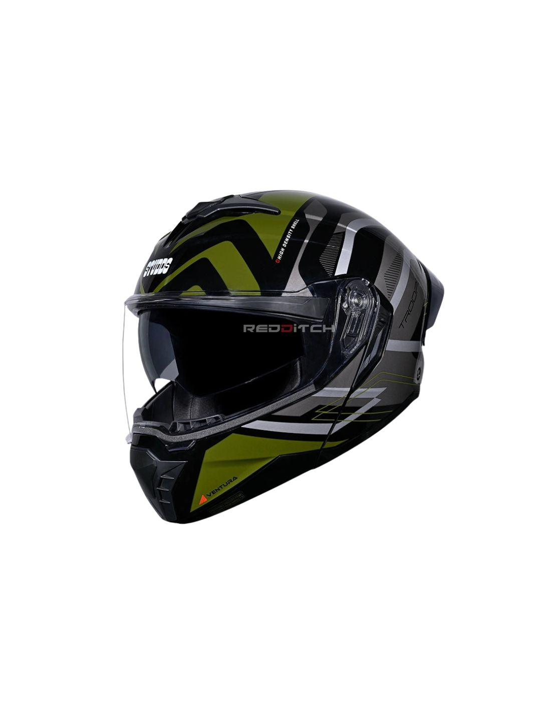 STUDDS TROOPER D3 BLACK N3 GREEN – Premium modular motorcycle helmet featuring a sleek black and green design. Offers superior protection, comfort, and a secure fit for every ride. Available at the **best helmet shop in India**.