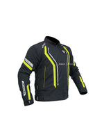 Bison Air Pro (Black/Flu Green) Jacket: Designed for superior airflow and protection, this jacket features a breathable mesh construction, CE-certified armor, and an ergonomic fit. Perfect for warm-weather rides, offering style, comfort, and safety for every rider.
