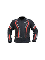 Bison Jacket (Black/Red, Large), a high-performance motorcycle jacket designed for safety and style, featuring durable materials, protective armor, and a sleek design for maximum comfort and protection on every ride.