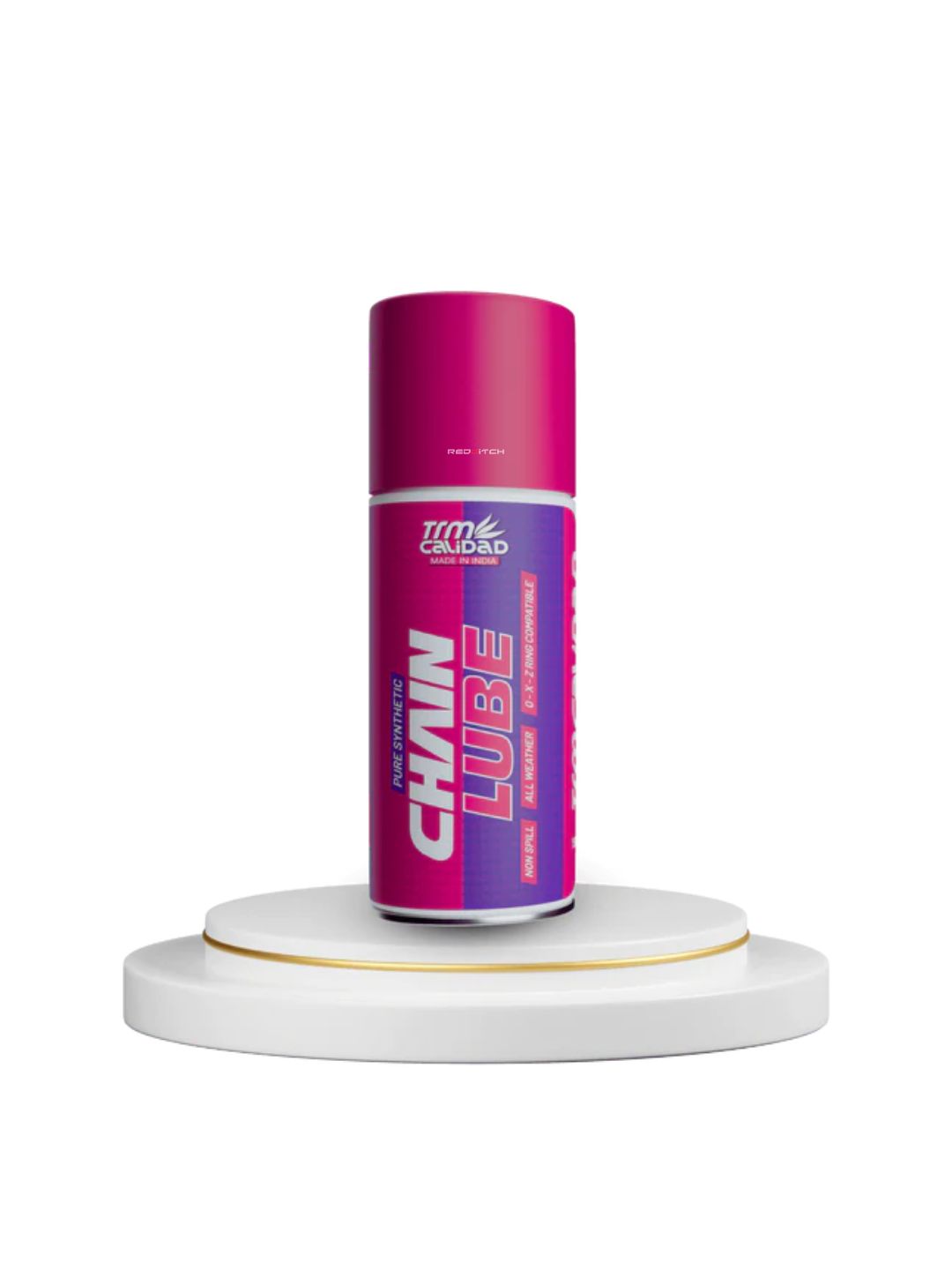 TRM Calidad Pure Synthetic Chain Lube, a high-quality lubricant designed to provide superior protection, reduce friction, and extend the lifespan of your motorcycle chain with long-lasting performance.