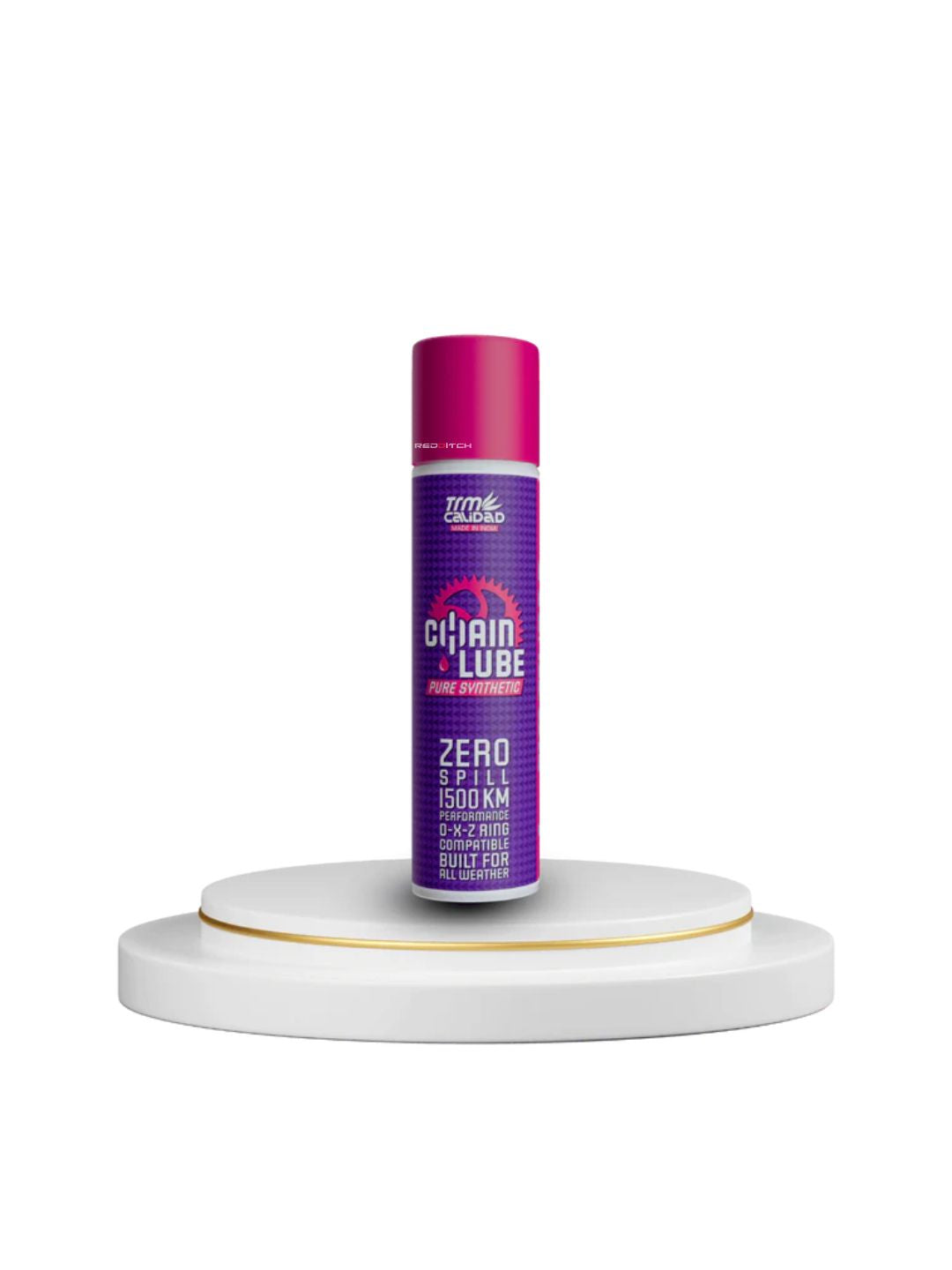 TRM Calidad Chain Lube (80ml), a high-performance lubricant designed to reduce friction, prevent wear, and ensure smooth operation of motorcycle chains, enhancing longevity and performance.