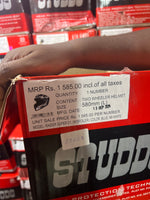 The Studds Raider Super D1 Blue N6 White helmet offers a stylish design with superior protection, ensuring safety and comfort for riders.