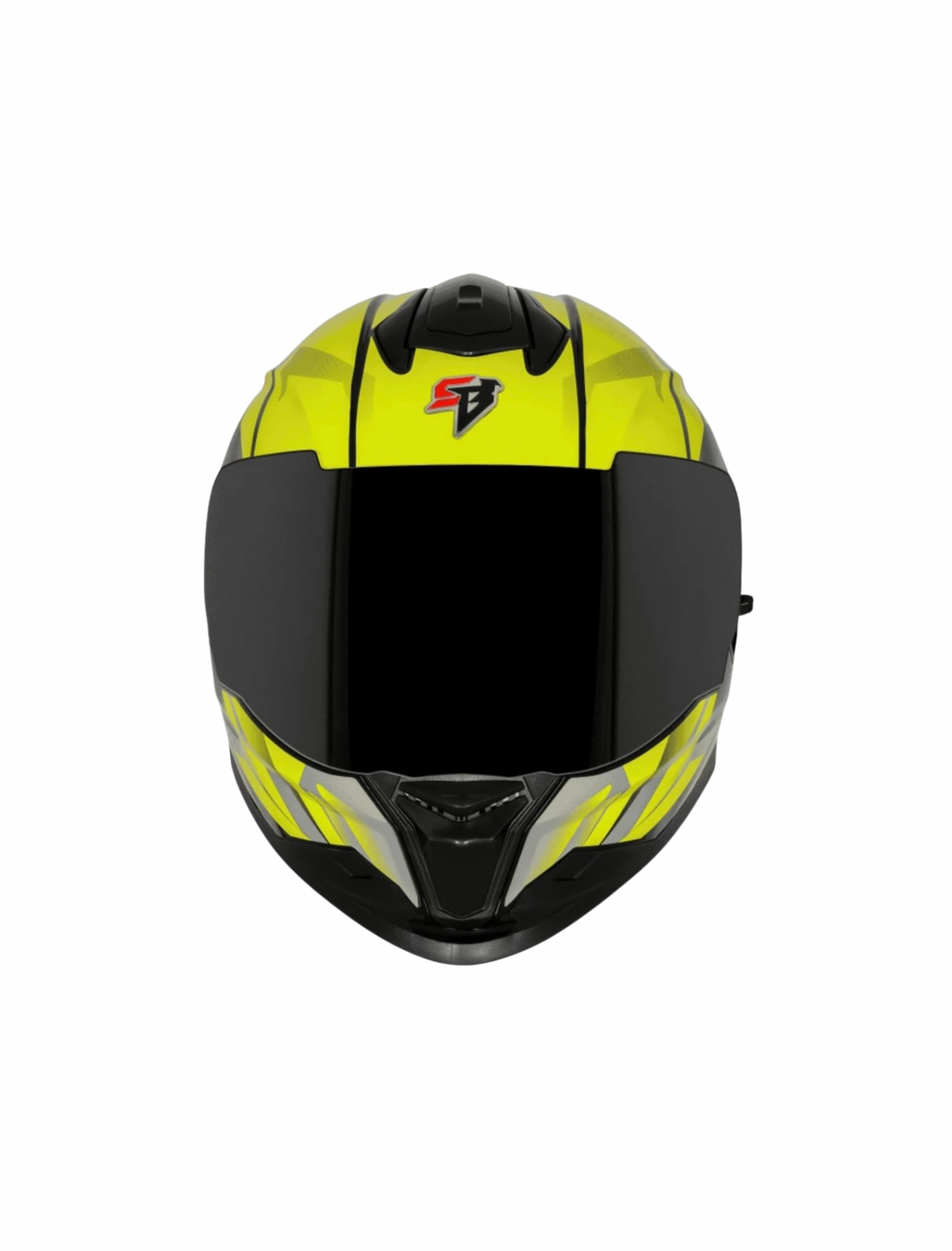 Yellow and black motorcycle helmet on a white background