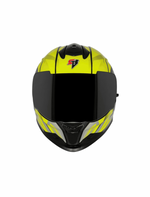 Yellow and black motorcycle helmet on a white background
